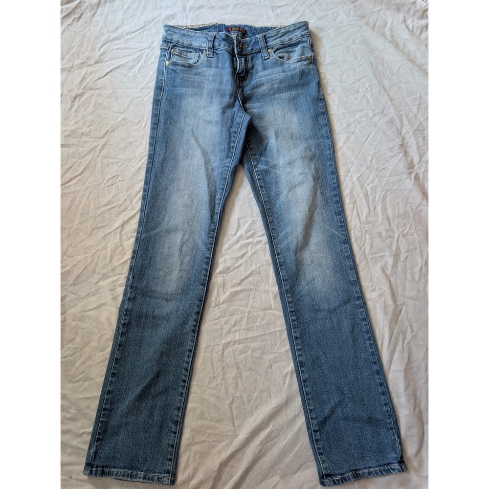 Zana-Di Womens Low Rise Straight Leg Jeans Medium Wash Embroidered Size 9